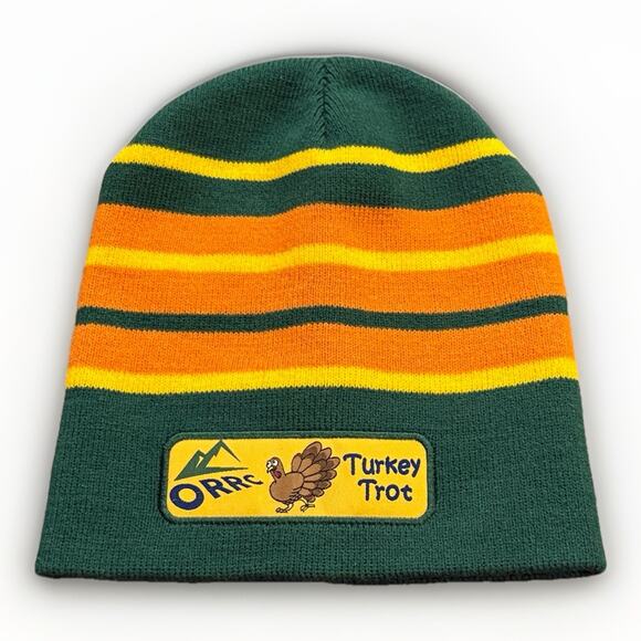 Leslie Jordan Other - ORRC Unisex Green Yellow Orange Turkey Trot Warm Beanie Hat Cap 100% Acrylic